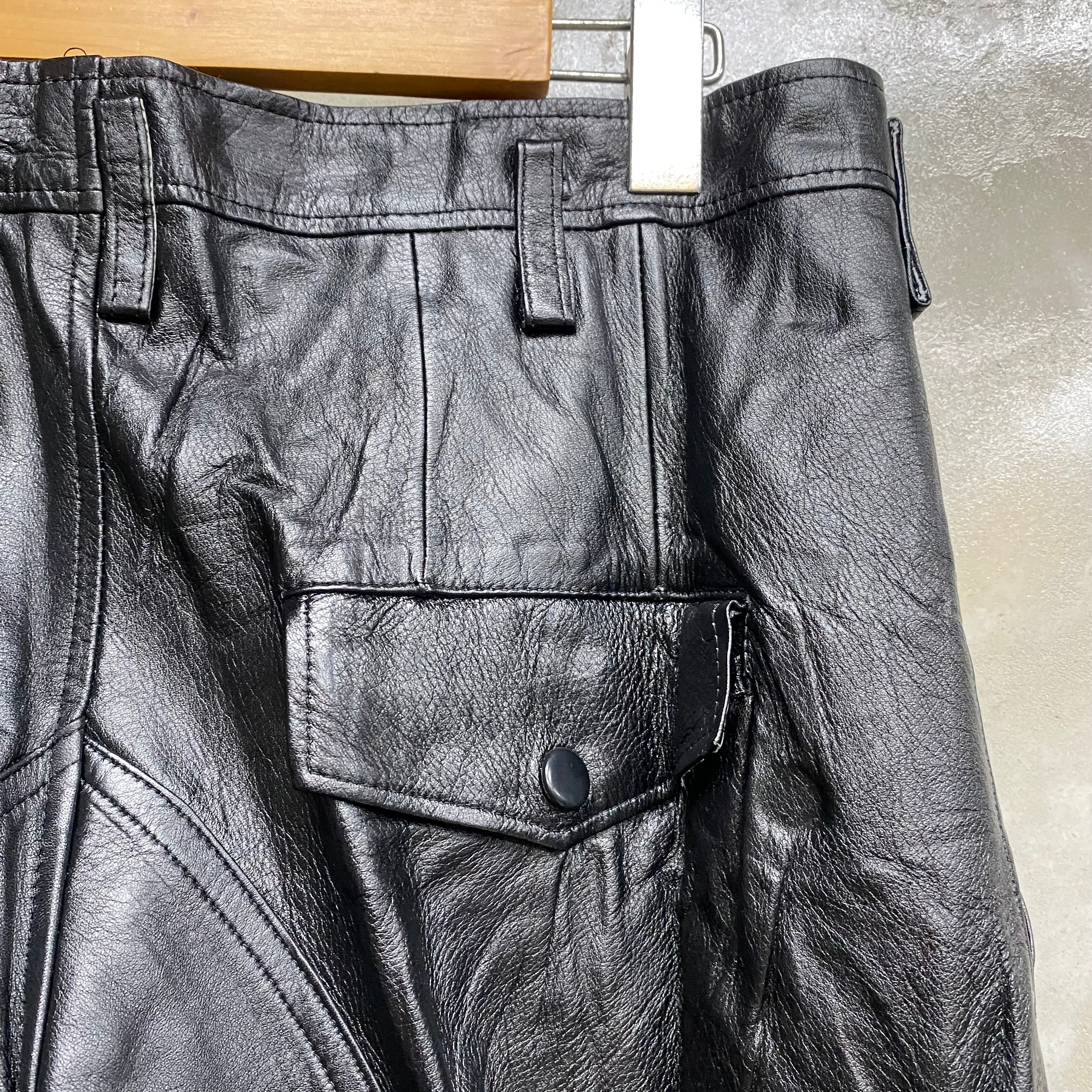 [ ONLY ONE ! ]  JAPANESE MOTORCYCLE POLICE LEATHER TROUSERS / JAPANESE MILITARY