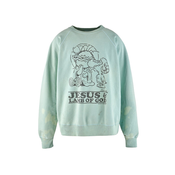 SAINT MICHAEL RAGLAN CREW NECK SWEAT SHIRTS ‘ JESUS ‘  / Saint Michael