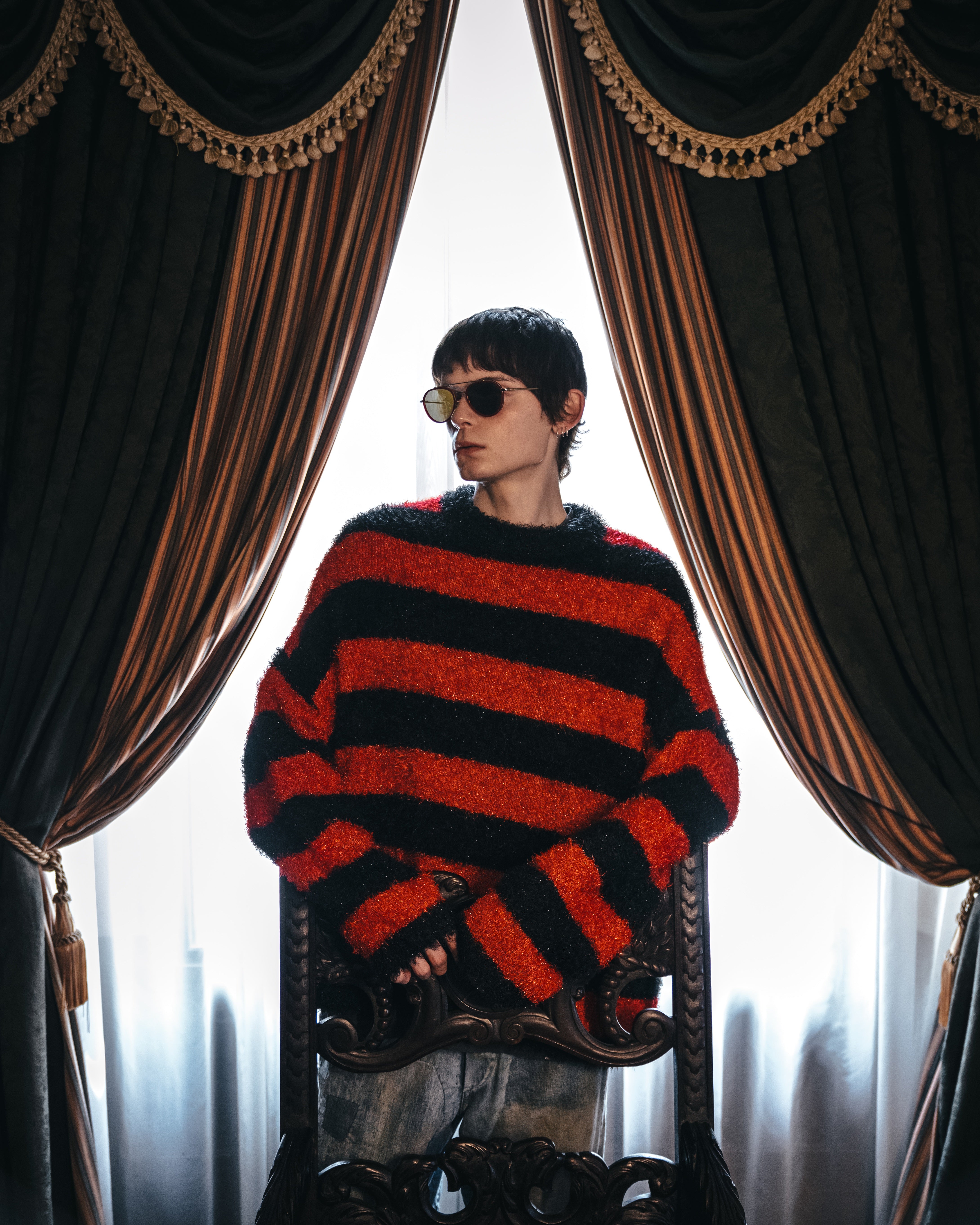 [ FINAL ONE ] SAINT Mxxxxxx CREW NECK KNIT “ GLITTER BORDER “ / Saint Michael
