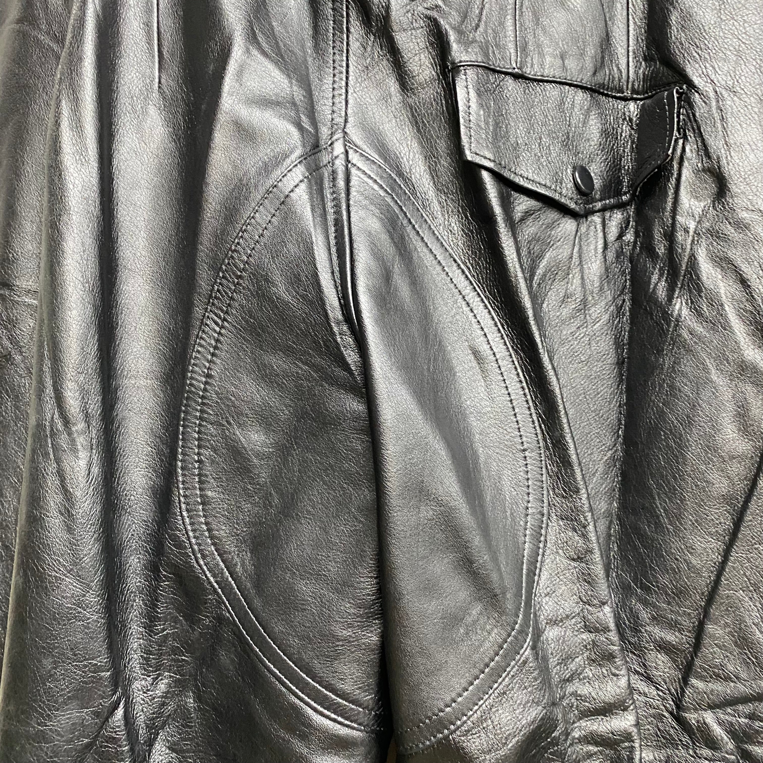 [ ONLY ONE ! ]  JAPANESE MOTORCYCLE POLICE LEATHER TROUSERS / JAPANESE MILITARY