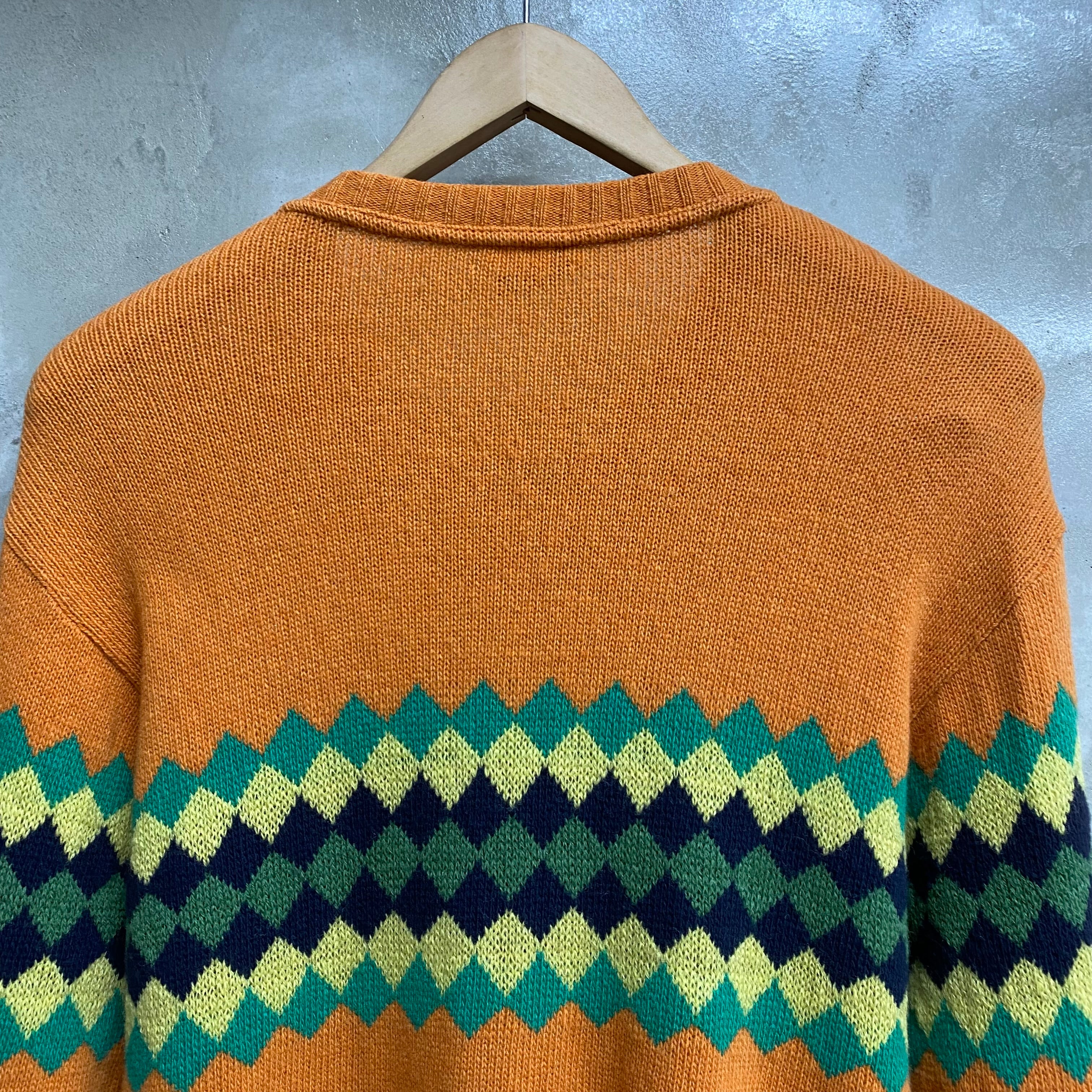 [ USED ] DRIES VAN NOTEN ARGYLE WOOL ZIP KNIT  / ARCHIVE BRAND