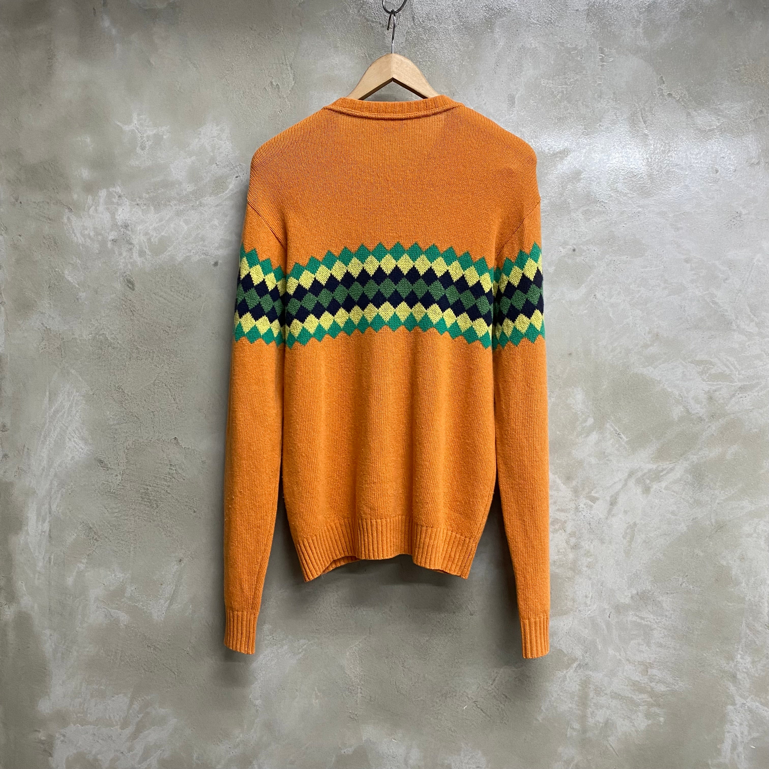 [ USED ] DRIES VAN NOTEN ARGYLE WOOL ZIP KNIT  / ARCHIVE BRAND