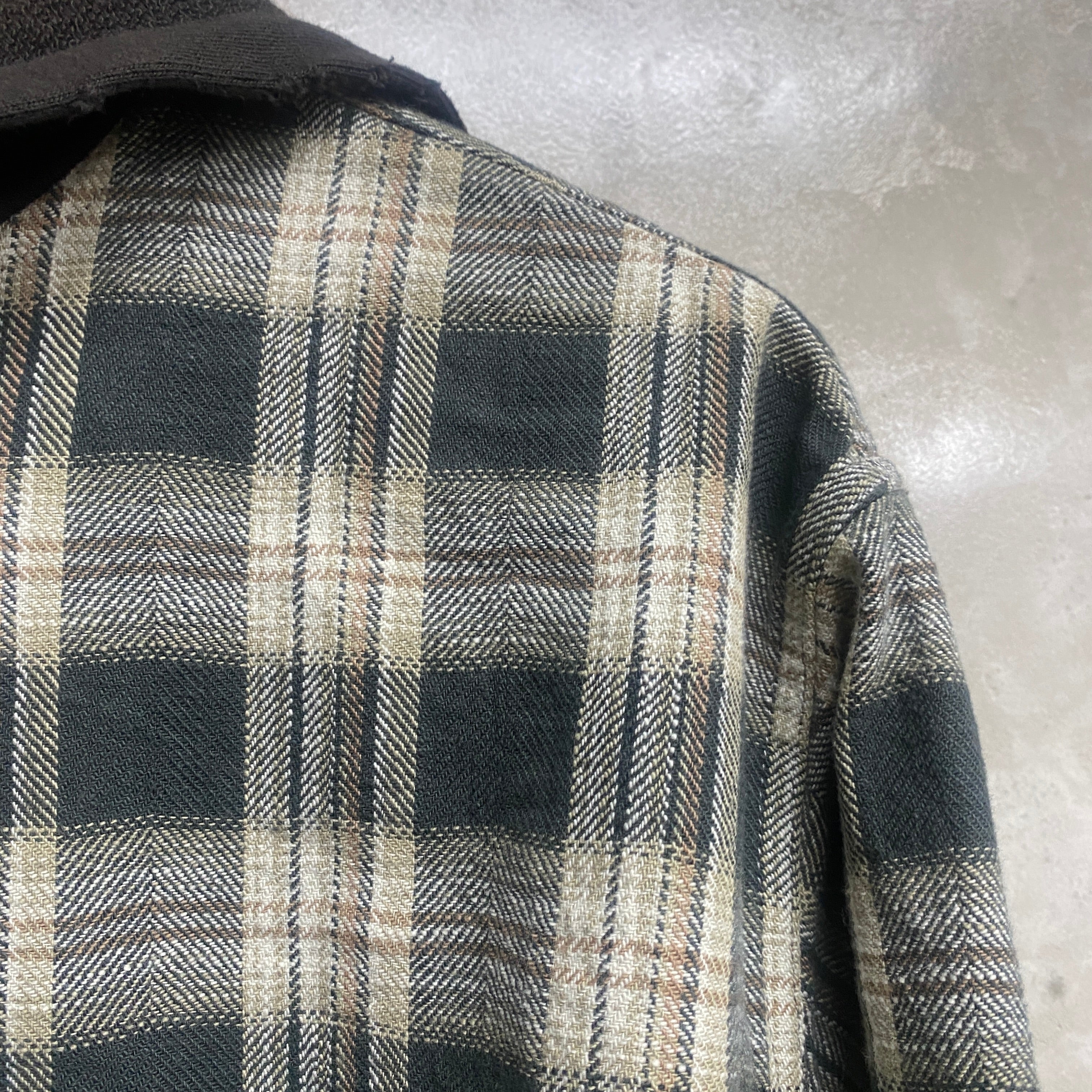 KAMIYA  Distressed Check Shirt Hoodie / KAMIYA