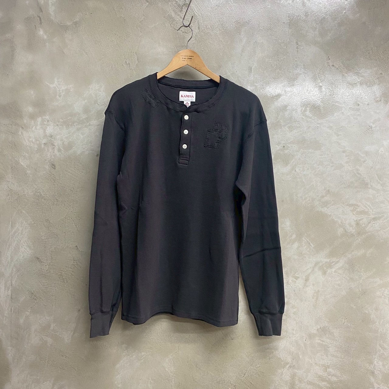 KAMIYA  BORO Waffle Knit Long Sleeve Tee / KAMIYA