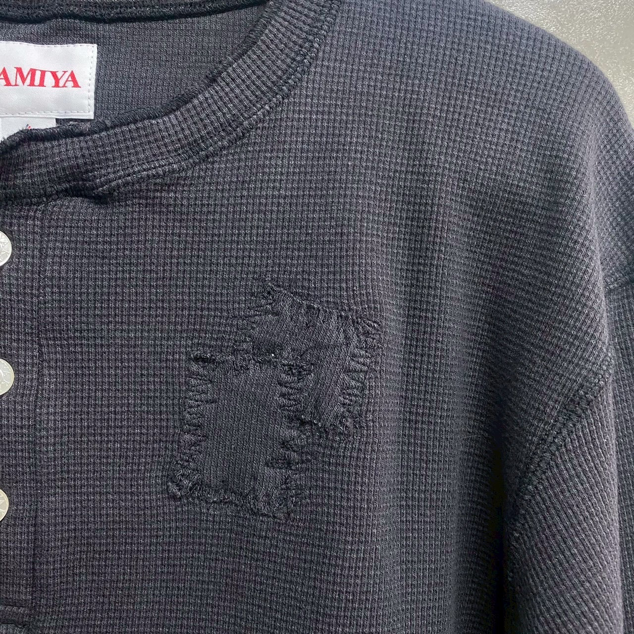 KAMIYA  BORO Waffle Knit Long Sleeve Tee / KAMIYA