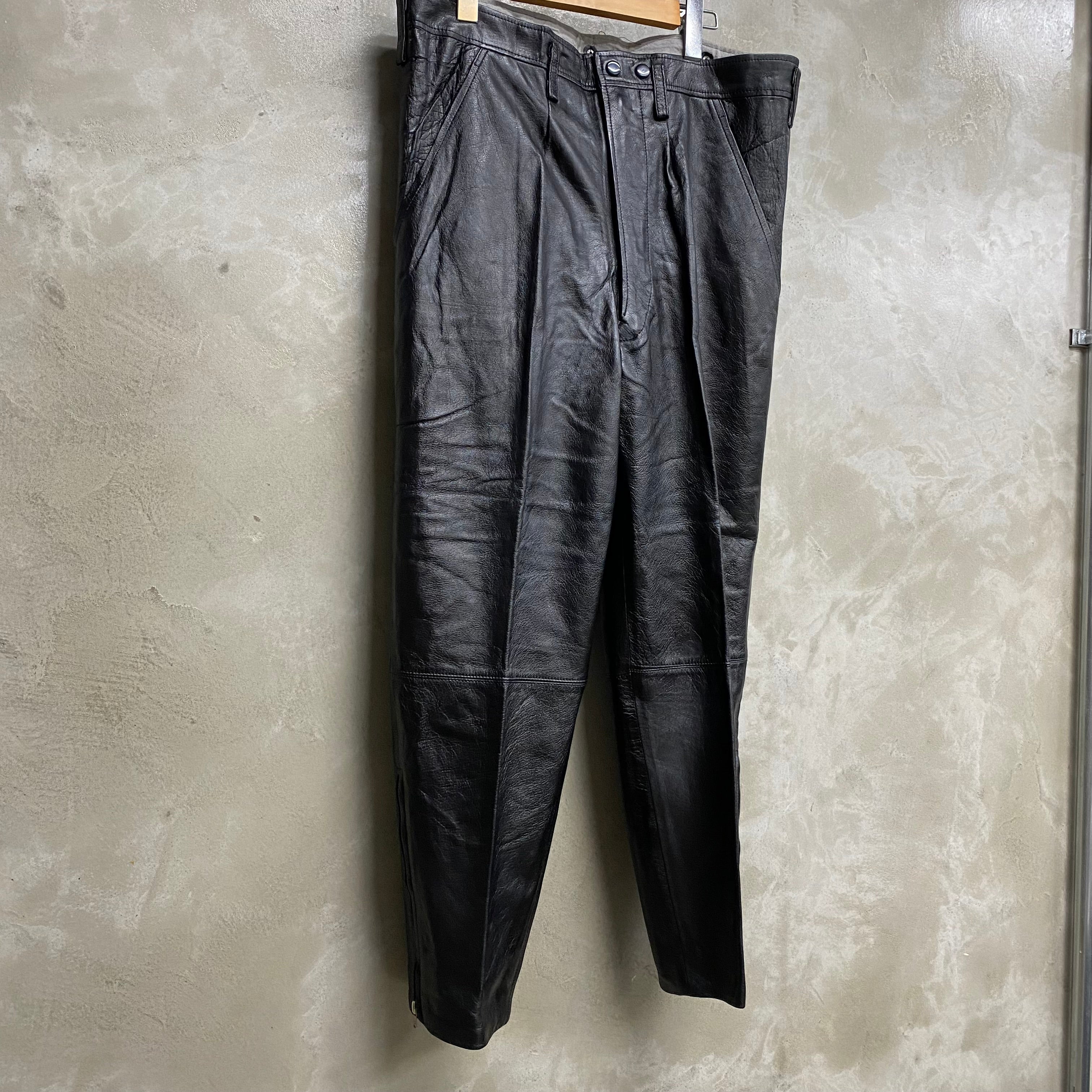 [ ONLY ONE ! ]  JAPANESE MOTORCYCLE POLICE LEATHER TROUSERS / JAPANESE MILITARY