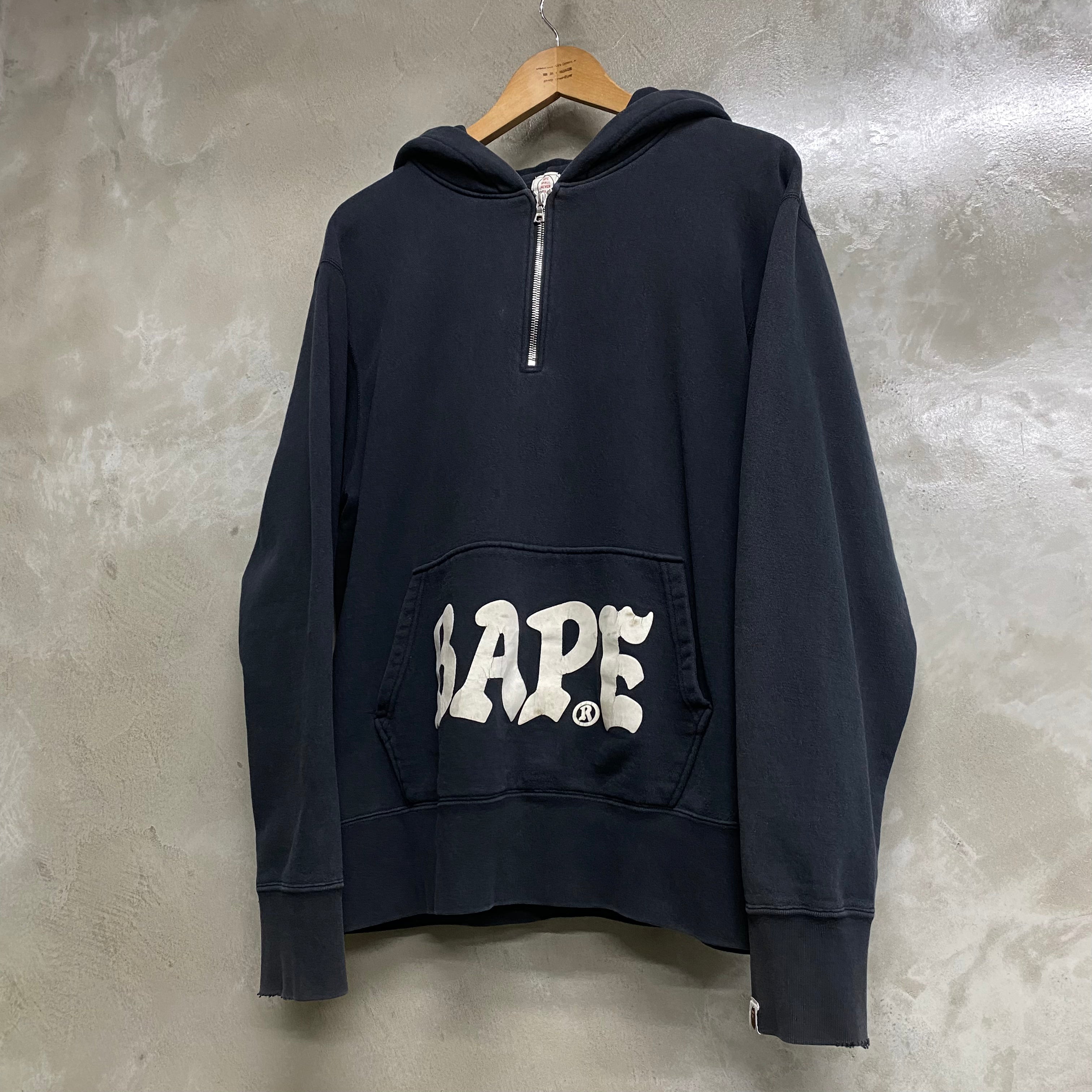 [ ONLY ONE ! ] A BATHING APE  HALF  ZIP HOODIE ‘ BAPE LOGO ’ / STREET ARCHIVE PIECES