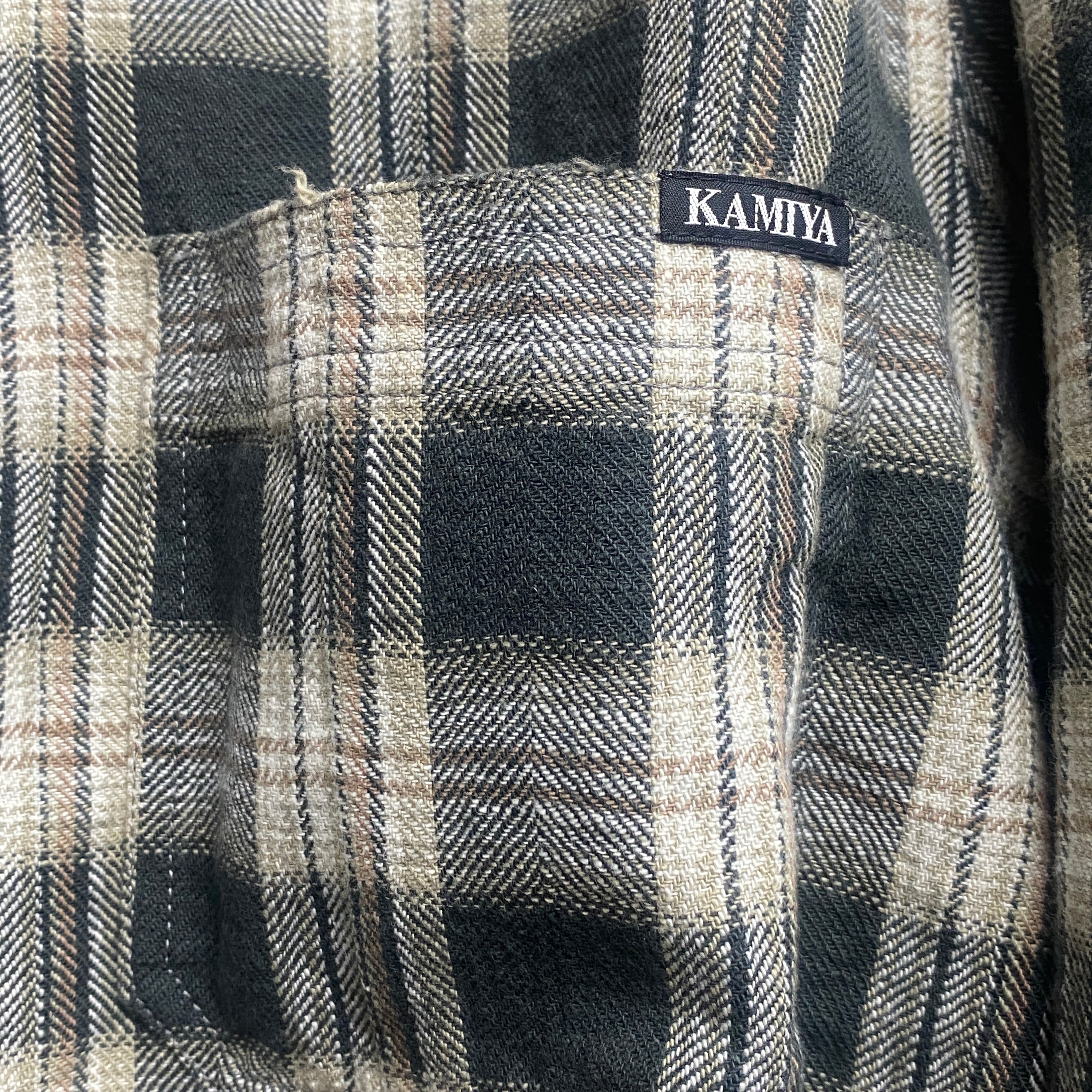 KAMIYA  Distressed Check Shirt Hoodie / KAMIYA