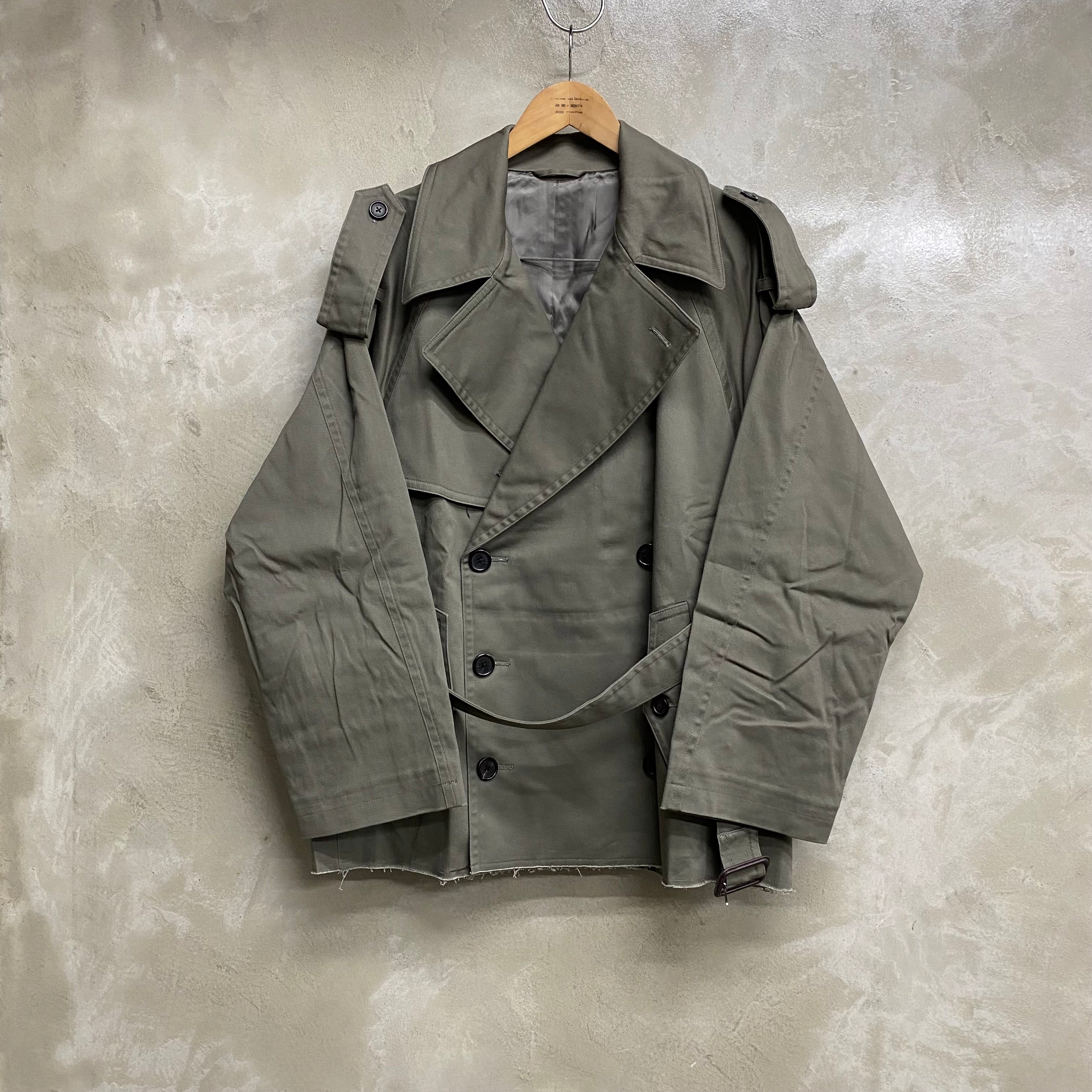 KHAKI COTTON TWILL CUT OUT BREASTED TRENCH COAT / CODA