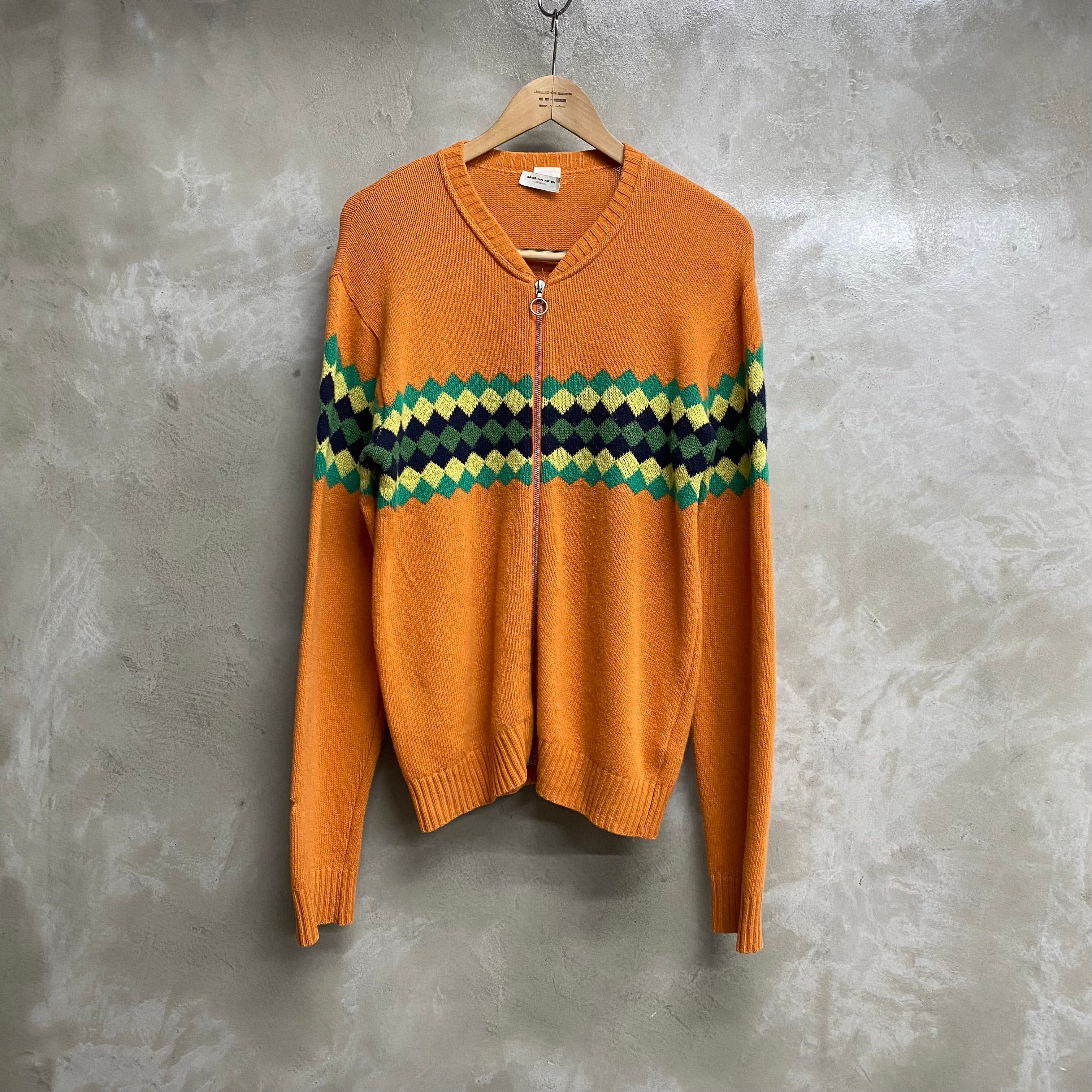 [ USED ] DRIES VAN NOTEN ARGYLE WOOL ZIP KNIT  / ARCHIVE BRAND