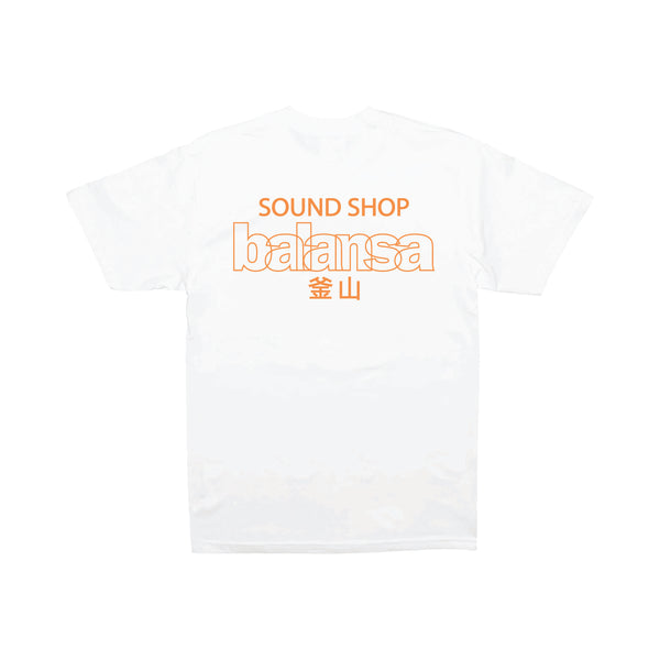 BALANSA  SSB LOGO T-SHIRT “ WHITE / ORANGE “  / SOUND SHOP BALANSA