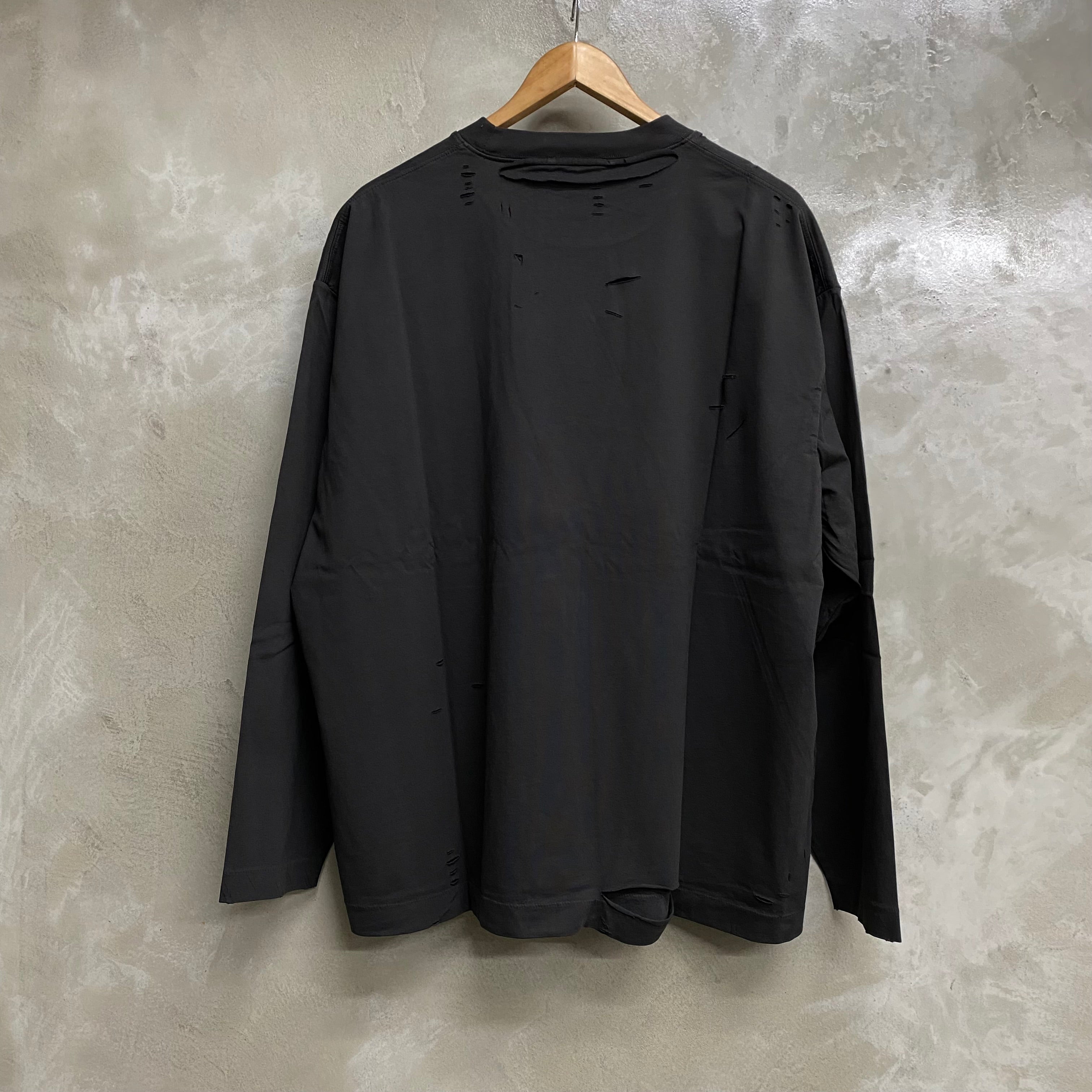 BLACK AGING DOUBLE LAYERED DISTROYED TEE
  / CODA