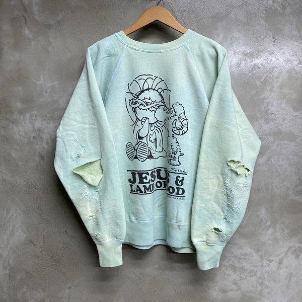 SAINT MICHAEL RAGLAN CREW NECK SWEAT SHIRTS ‘ JESUS ‘  / Saint Michael