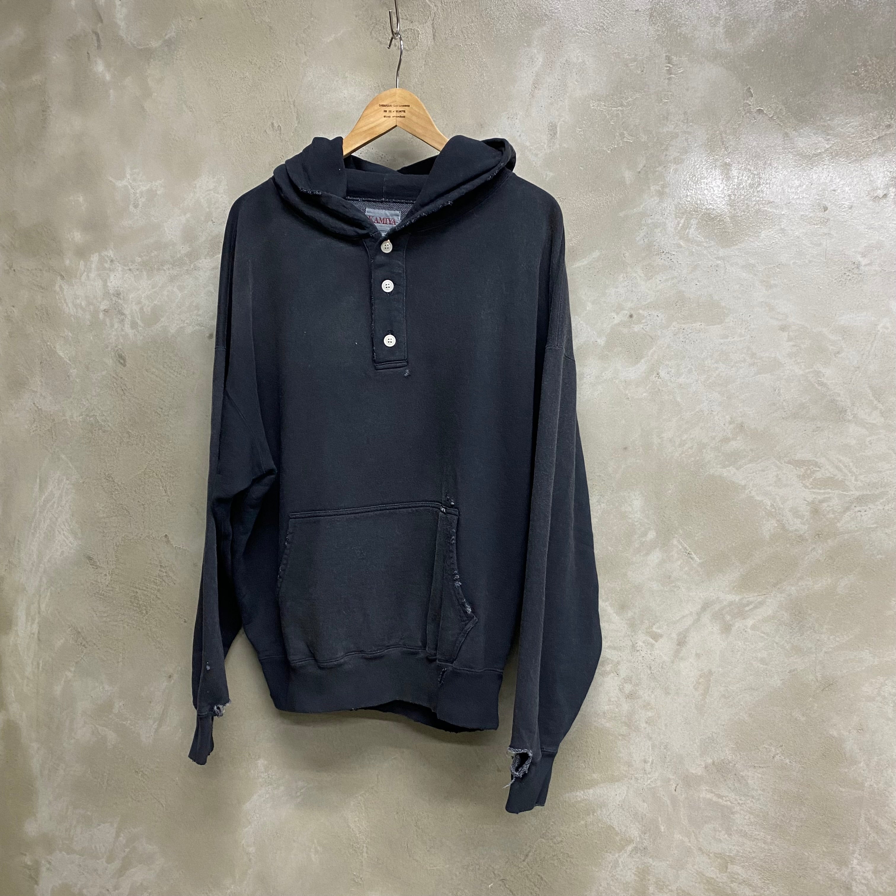 Distressed Henry Neck Hoodie / KAMIYA