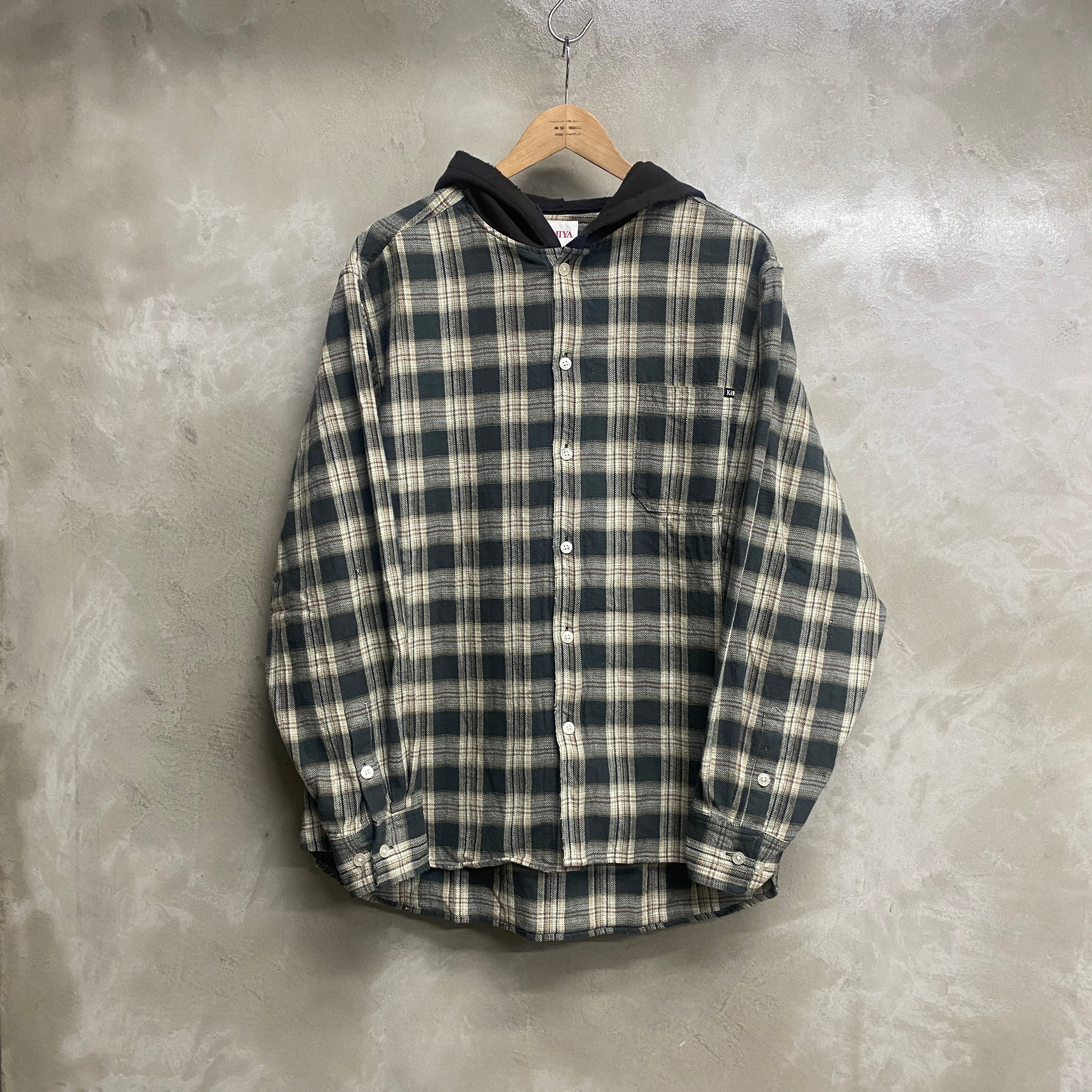 KAMIYA  Distressed Check Shirt Hoodie / KAMIYA