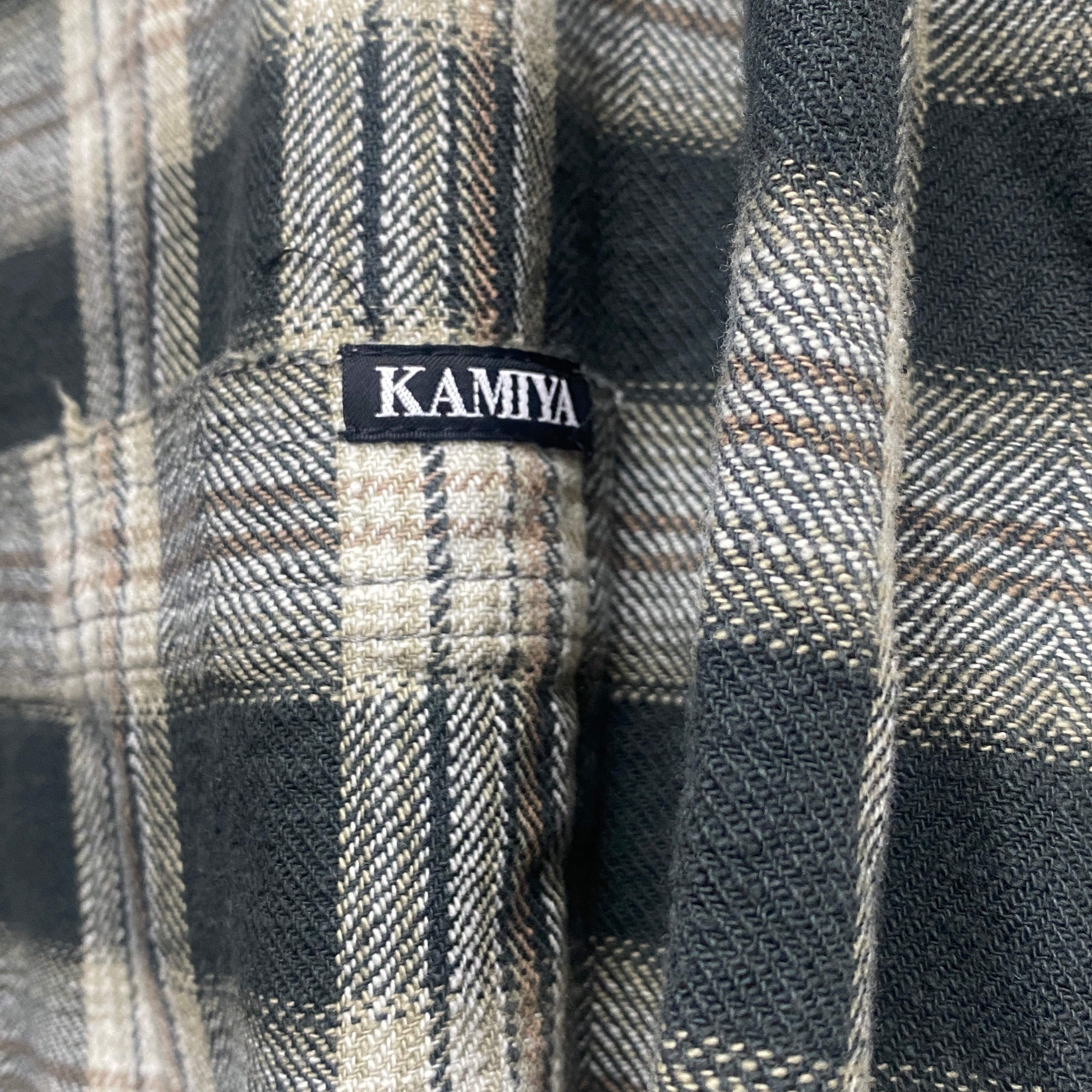 KAMIYA  Distressed Check Shirt Hoodie / KAMIYA