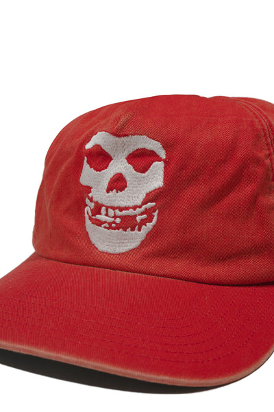 Skull face 5pannel cap (Faded Red) / THE GEEKS