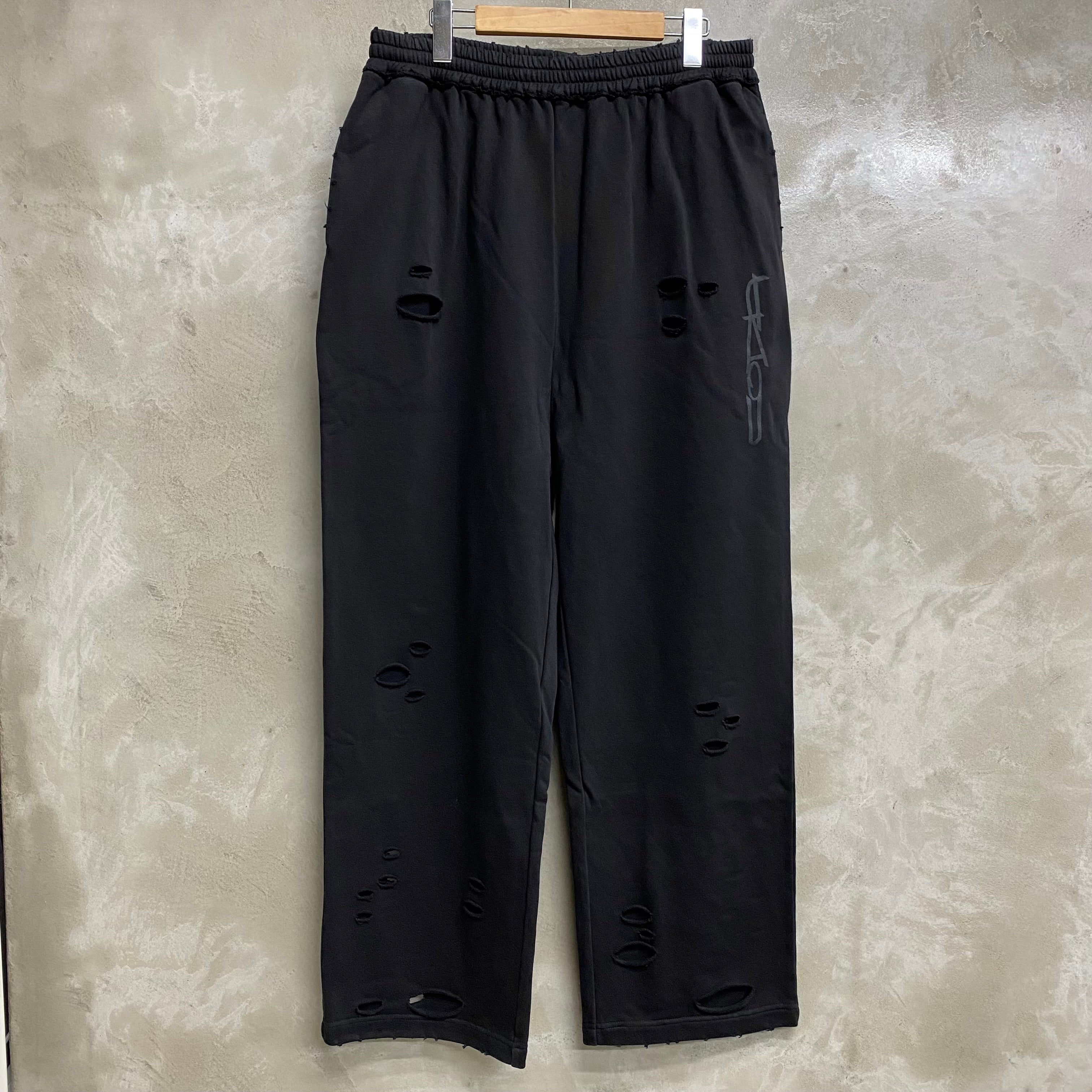 BLACK WASHED AGING GRAFFITI PRINTED SWEATPANTS / CODA