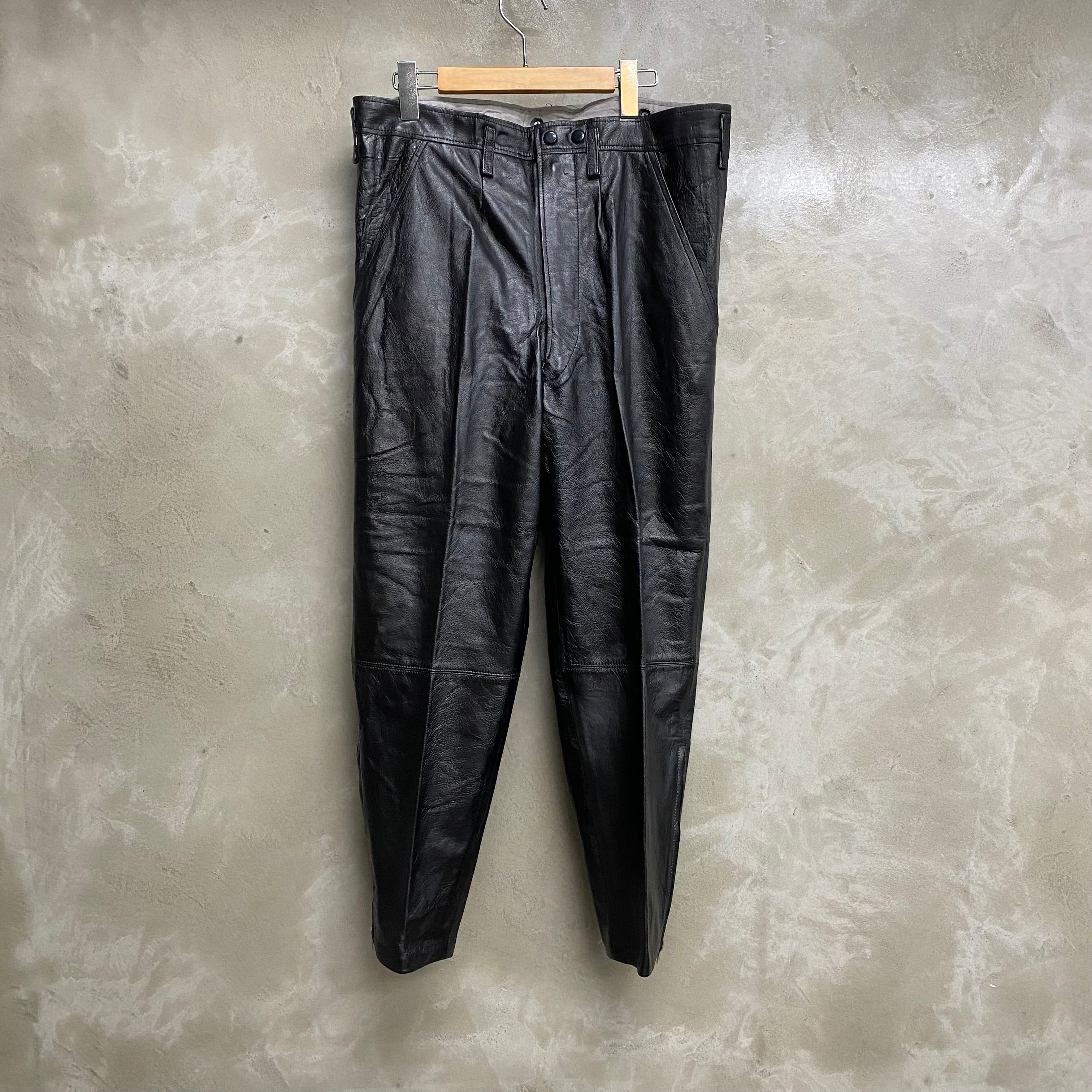 [ ONLY ONE ! ]  JAPANESE MOTORCYCLE POLICE LEATHER TROUSERS / JAPANESE MILITARY