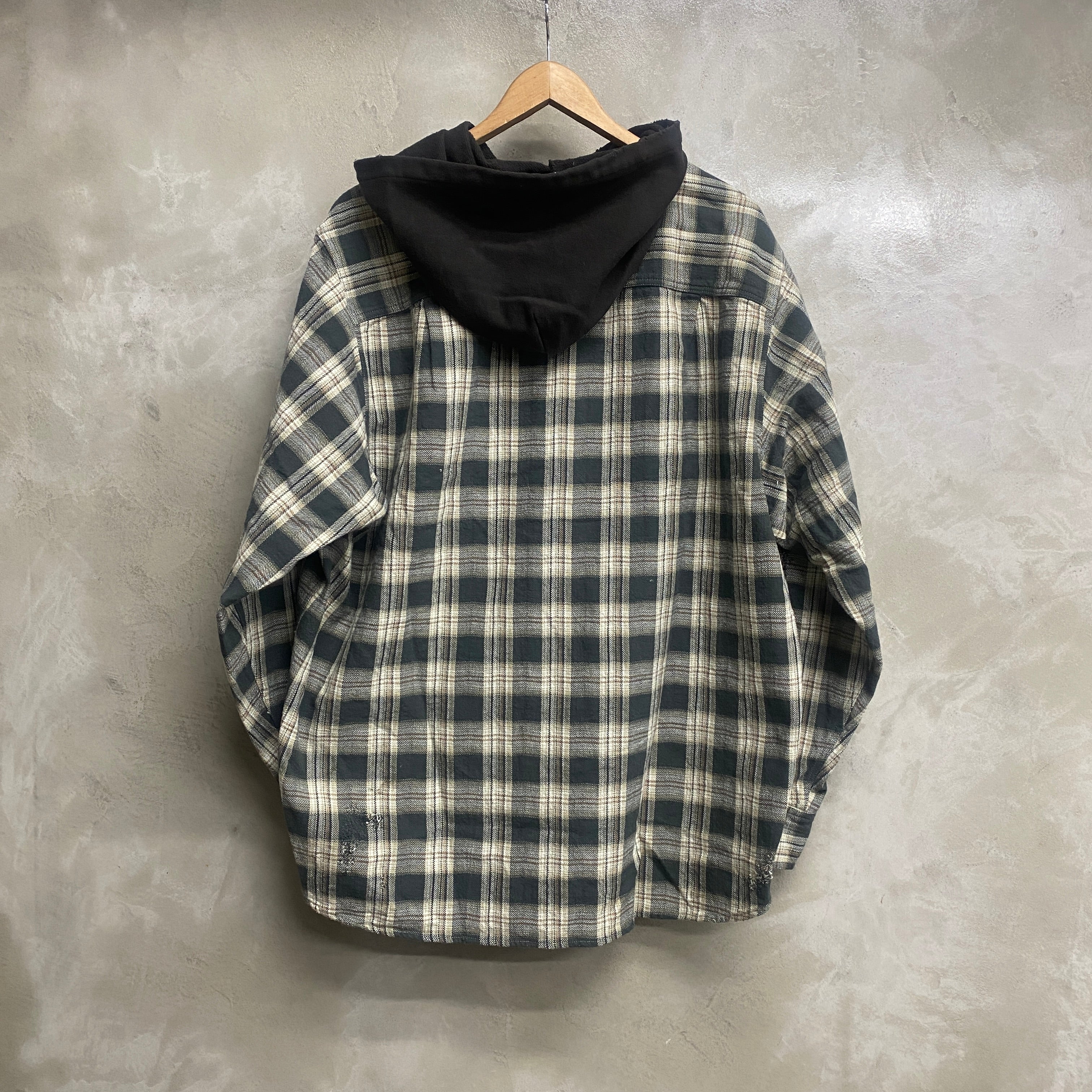 KAMIYA  Distressed Check Shirt Hoodie / KAMIYA