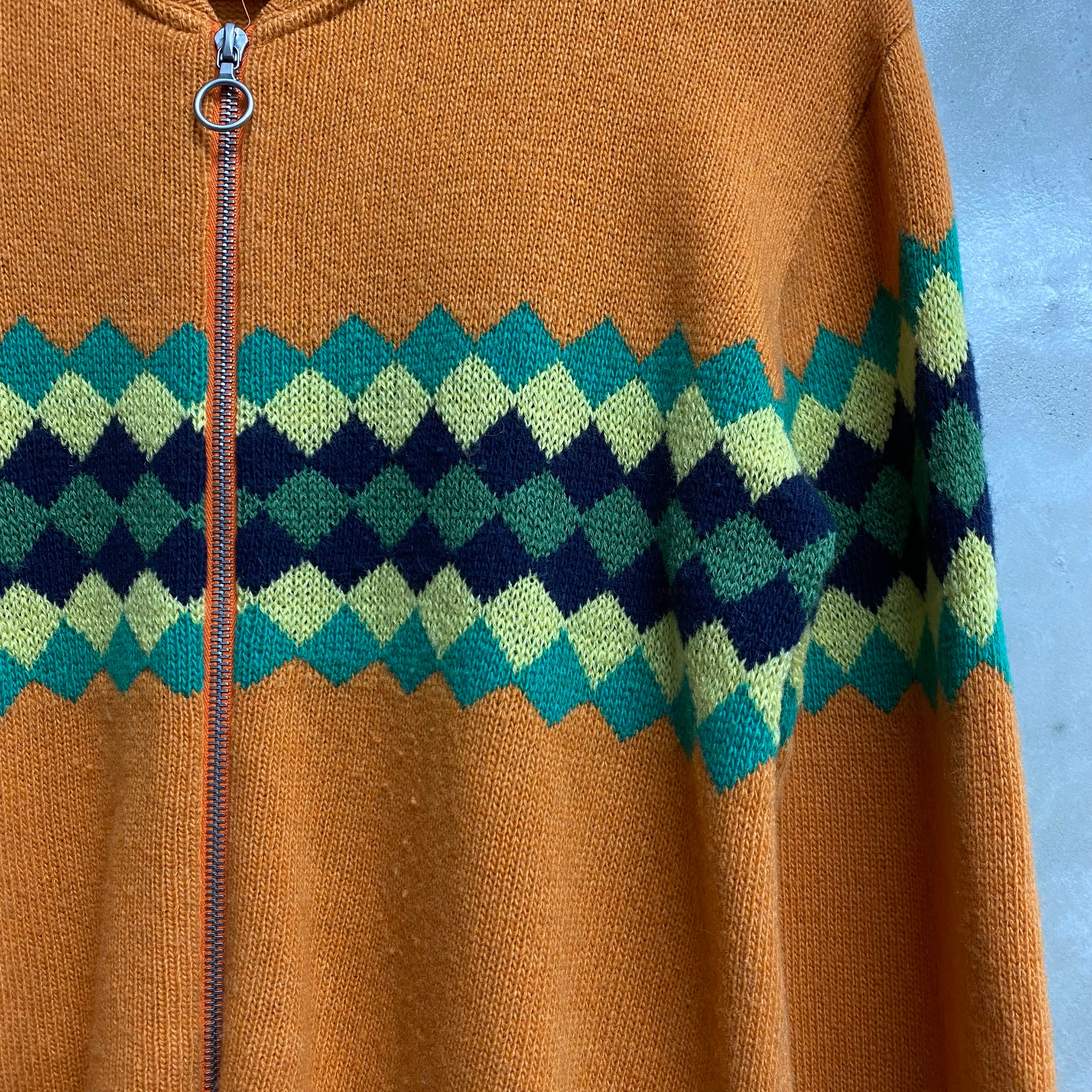 [ USED ] DRIES VAN NOTEN ARGYLE WOOL ZIP KNIT  / ARCHIVE BRAND