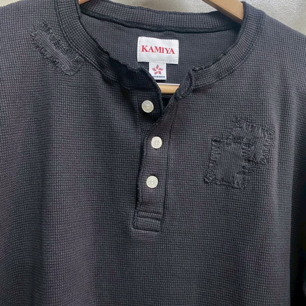 KAMIYA  BORO Waffle Knit Long Sleeve Tee / KAMIYA