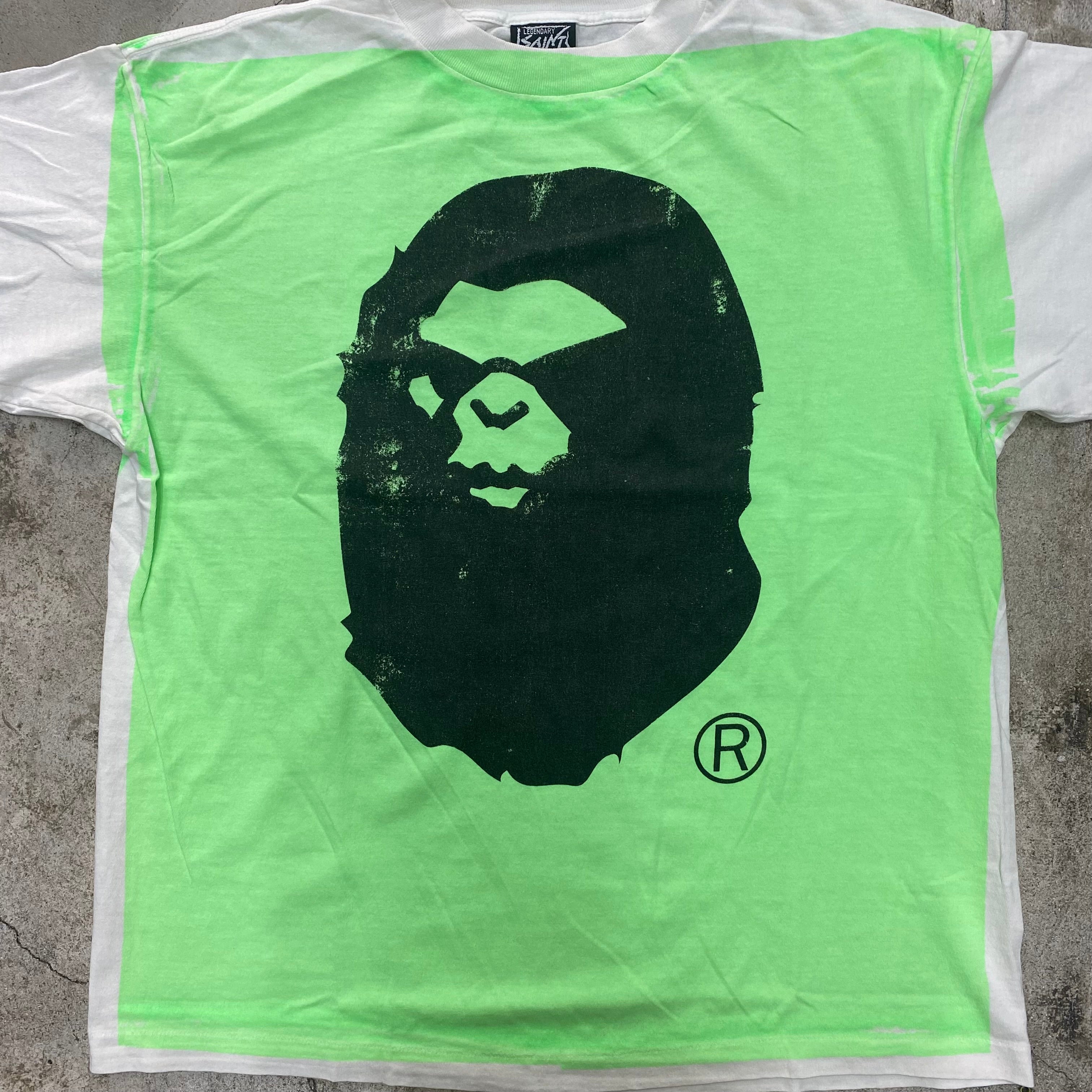 [ FINAL ONE ! ] SAINT Mxxxxxx x A BATHING APE  SHORT SLEEVE T-SHIRTS ' HAND PRINT ' -COLLABORATION-/ Saint Michael