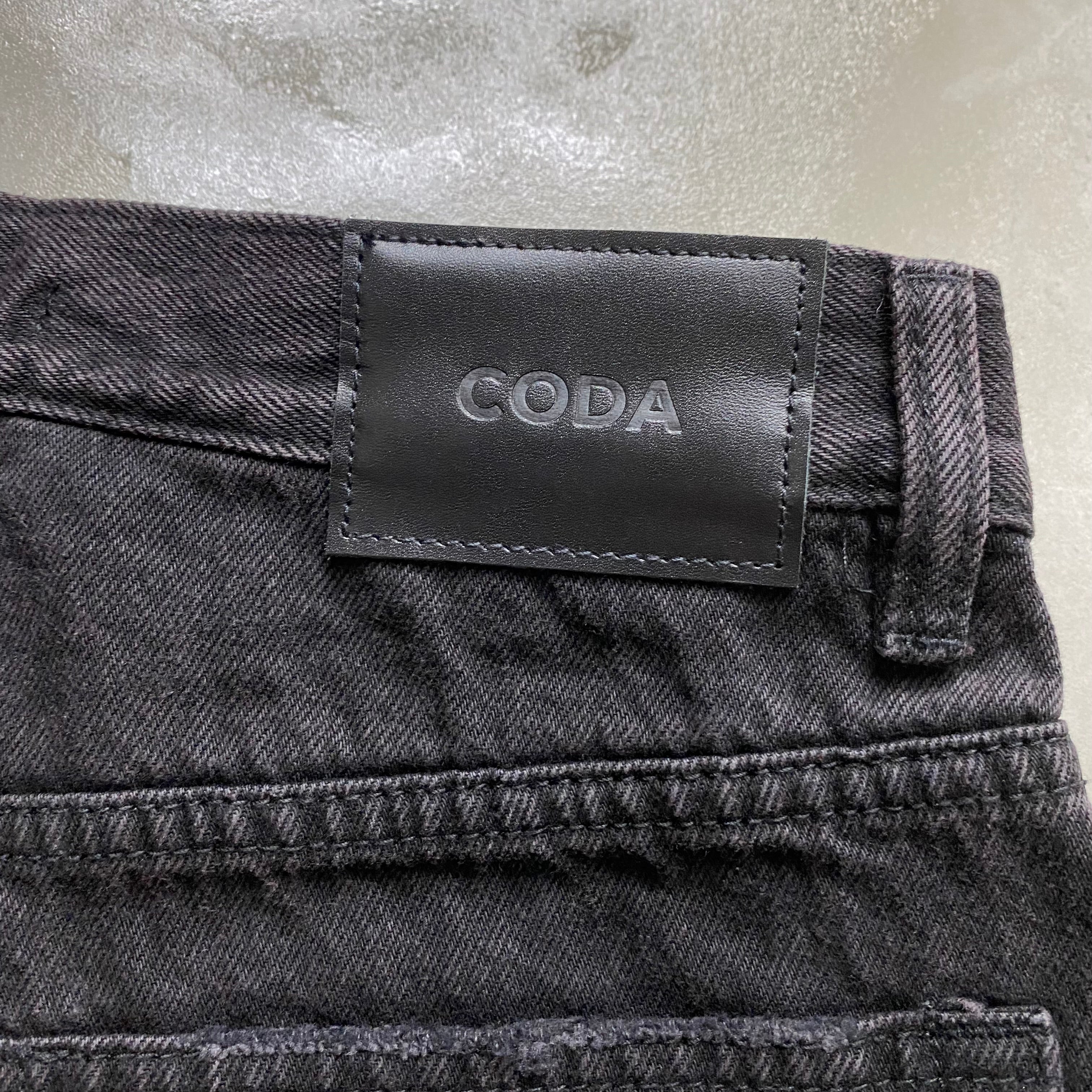 BLACK WASHED DESTORYED BREAK CUT  FLARED JEANS / CODA