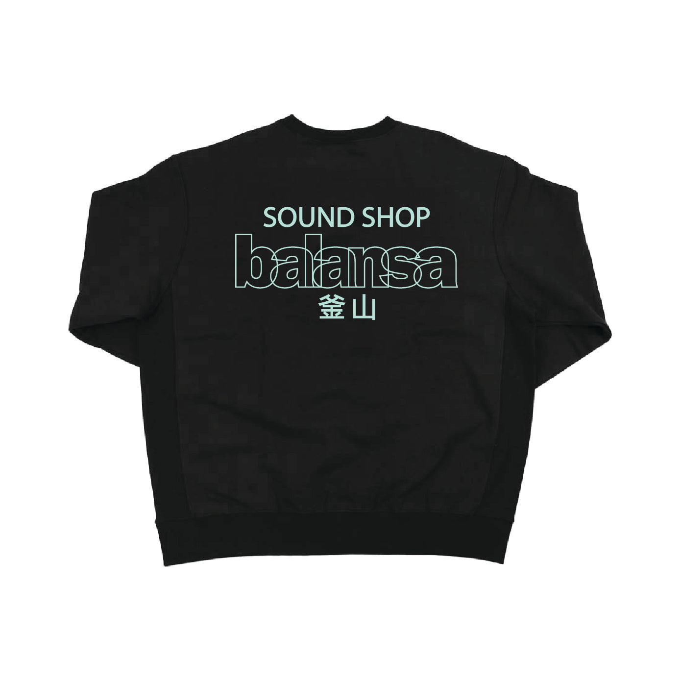 BALANSA  SSB LOGO CREWNECK “ BLACK / AQUA “  / SOUND SHOP BALANSA