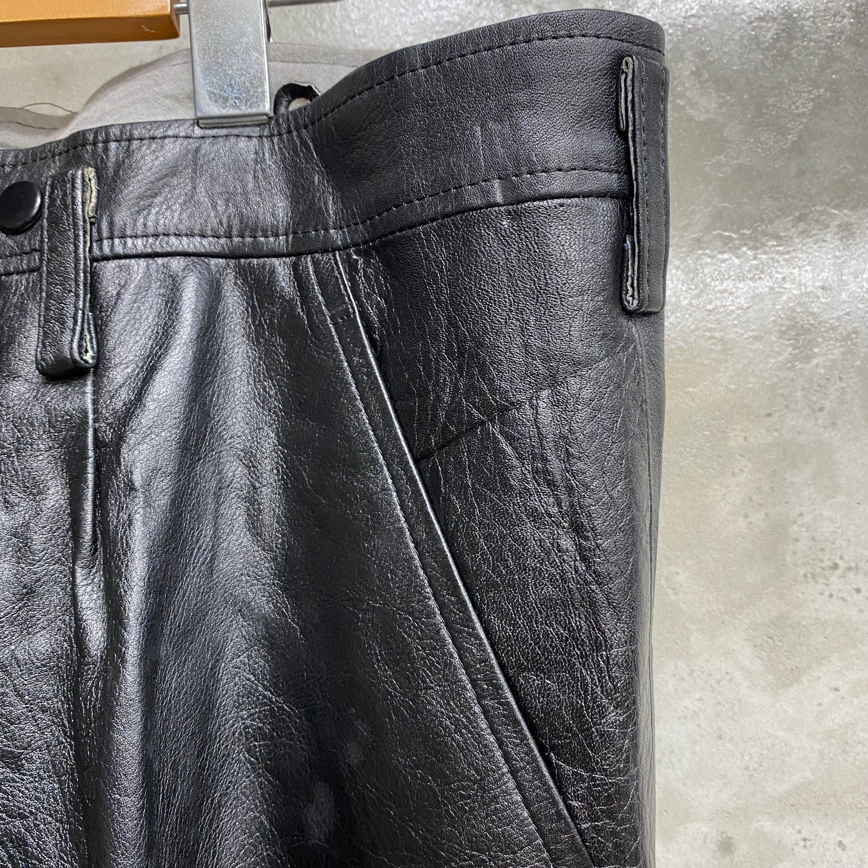 [ ONLY ONE ! ]  JAPANESE MOTORCYCLE POLICE LEATHER TROUSERS / JAPANESE MILITARY