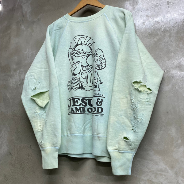 SAINT MICHAEL RAGLAN CREW NECK SWEAT SHIRTS ‘ JESUS ‘  / Saint Michael