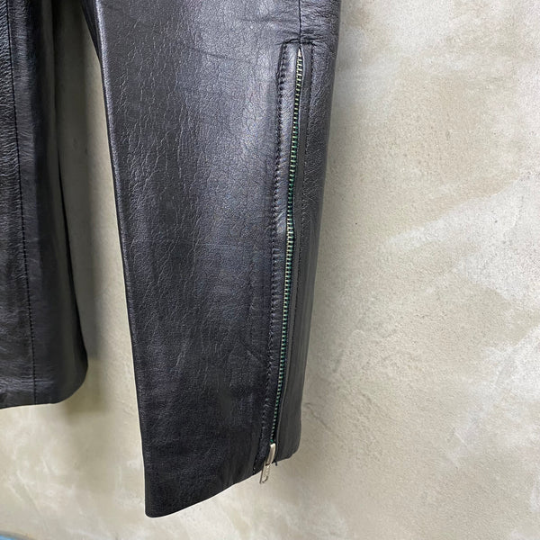 [ ONLY ONE ! ]  JAPANESE MOTORCYCLE POLICE LEATHER TROUSERS / JAPANESE MILITARY