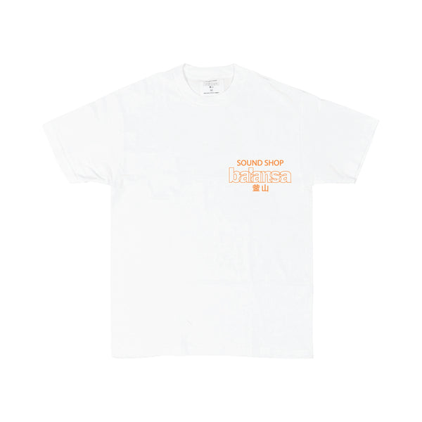 BALANSA  SSB LOGO T-SHIRT “ WHITE / ORANGE “  / SOUND SHOP BALANSA