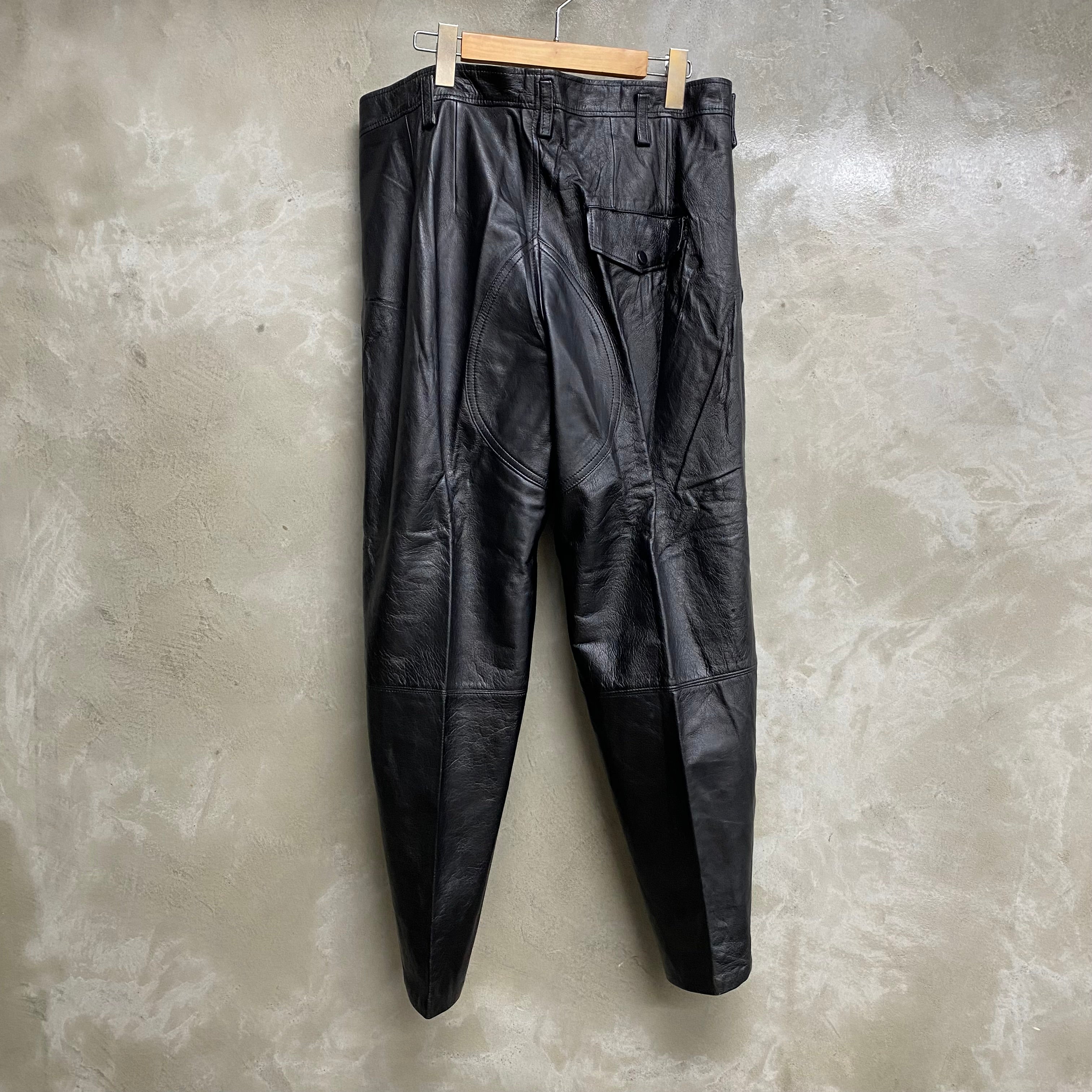 [ ONLY ONE ! ]  JAPANESE MOTORCYCLE POLICE LEATHER TROUSERS / JAPANESE MILITARY