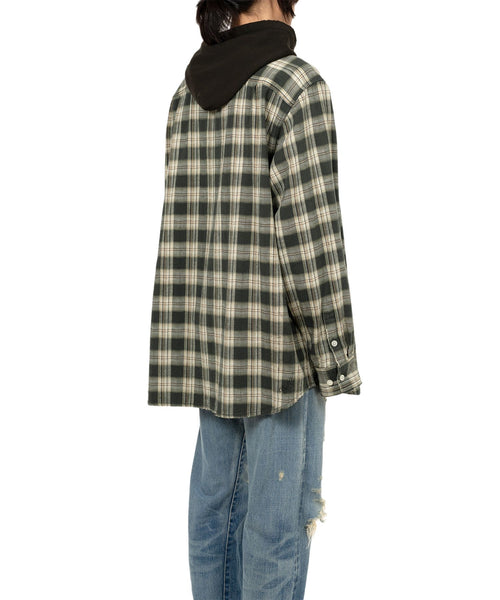 KAMIYA  Distressed Check Shirt Hoodie / KAMIYA