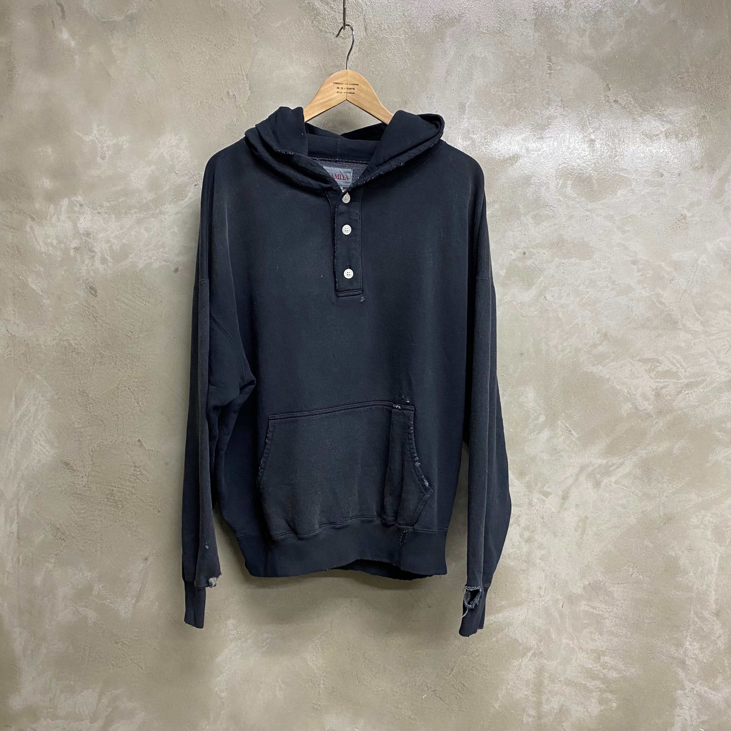 Distressed Henry Neck Hoodie / KAMIYA
