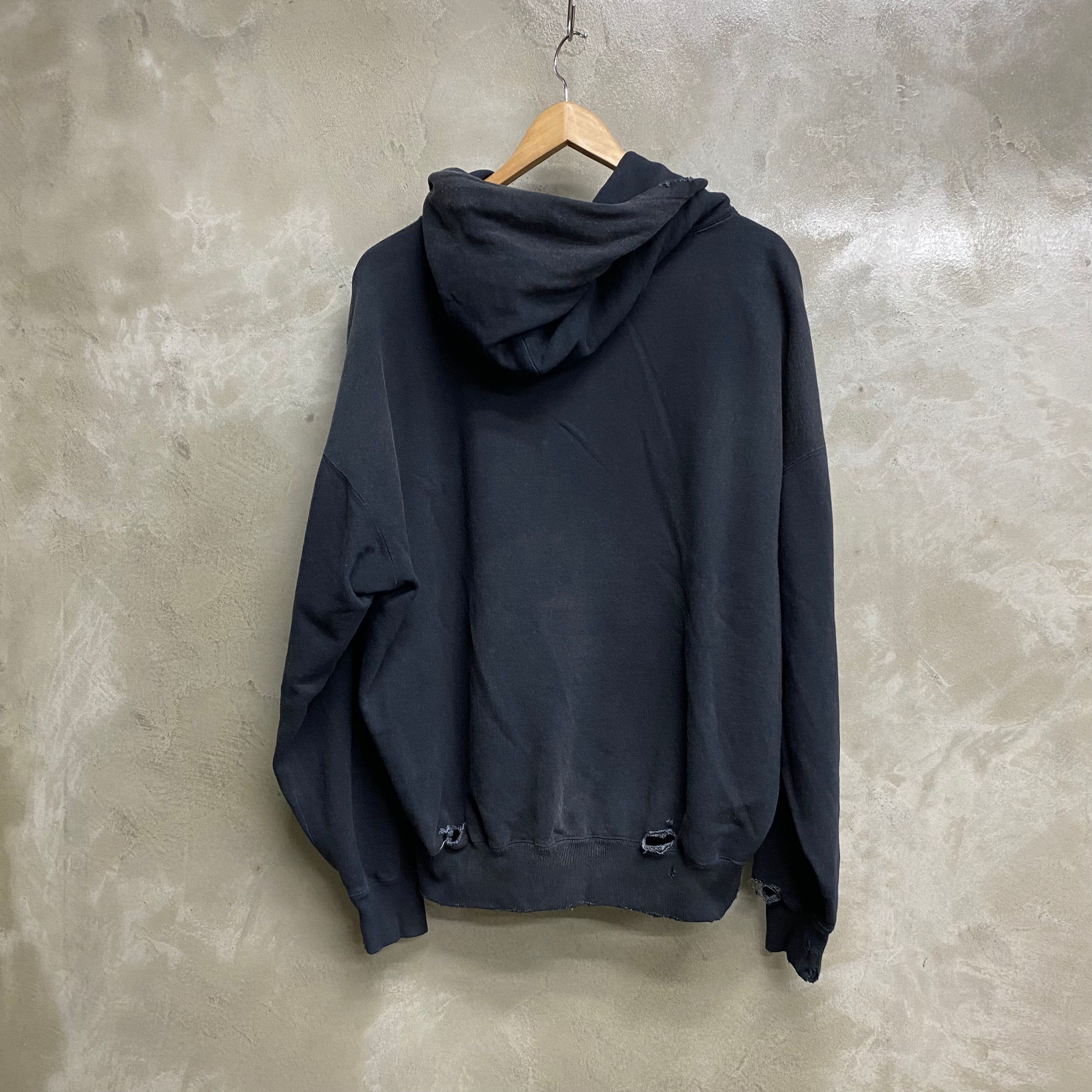 Distressed Henry Neck Hoodie / KAMIYA