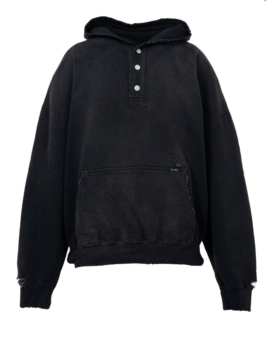 Distressed Henry Neck Hoodie / KAMIYA