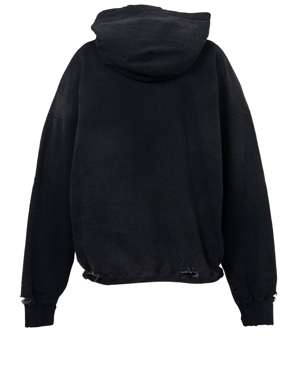 Distressed Henry Neck Hoodie / KAMIYA