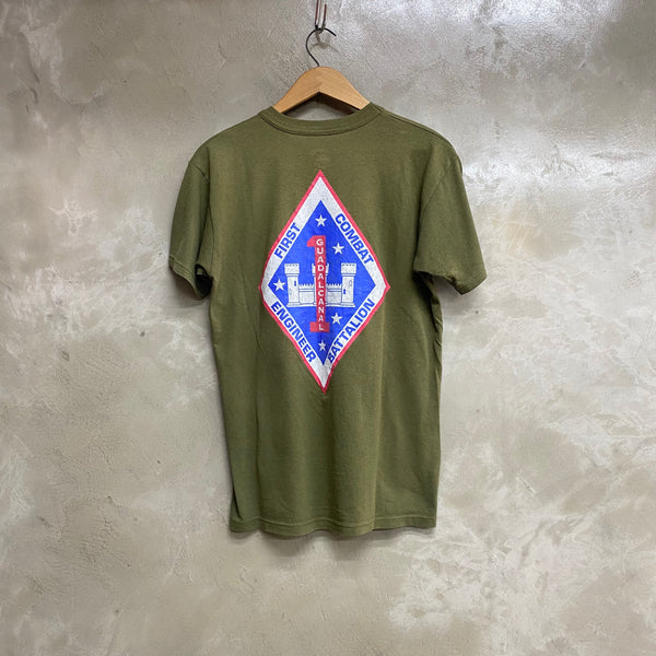 [ ONLY ONE ! ] USMC FIRST COMBAT ENGINEER BATTALION SHORT SLEEVE T-SHIRT / U.S.MILITARY