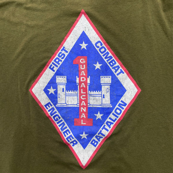 [ ONLY ONE ! ] USMC FIRST COMBAT ENGINEER BATTALION SHORT SLEEVE T-SHIRT / U.S.MILITARY