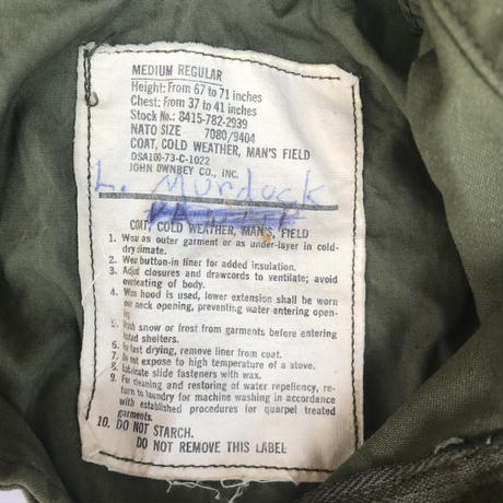 [ ONLY ONE ! ] US ARMED FORCES M-65 Field COAT / Mr.Clean Select