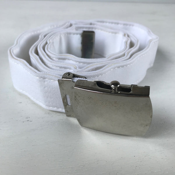USNavy Belt and Buckle White CNT with Silver Mirror Buckle and Tip / U.S. MILITARY
