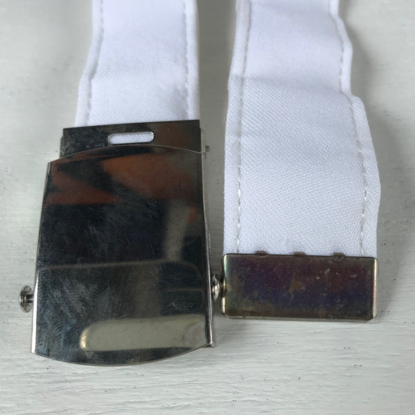 USNavy Belt and Buckle White CNT with Silver Mirror Buckle and Tip / U.S. MILITARY