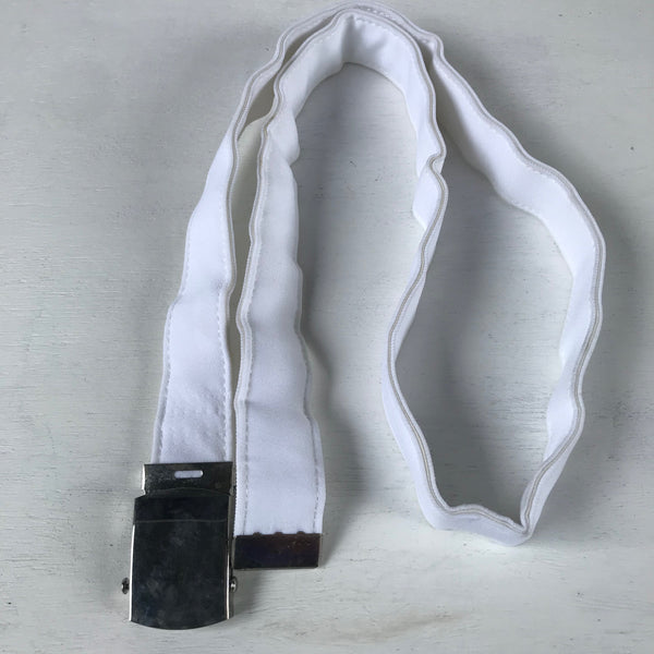 USNavy Belt and Buckle White CNT with Silver Mirror Buckle and Tip / U.S. MILITARY