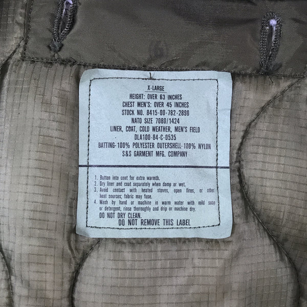 [ ONLY ONE ! ] 84’s LINER, COLD WEATHER COAT, MAN'S /U.S.MILITARY
